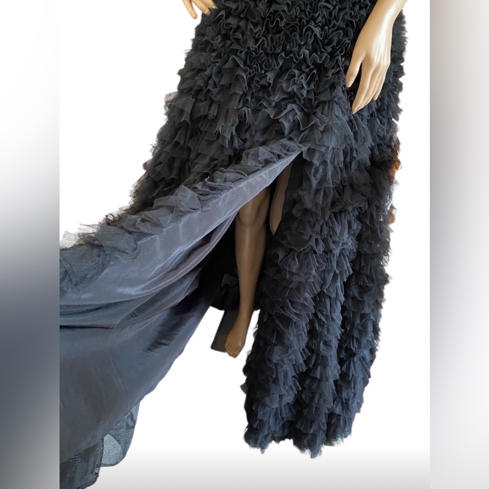 Sherri Hill 54906 off the shoulder ruffle ball gown dress - Picture 8 of 13